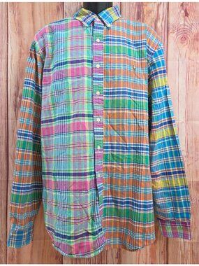 Ralph Lauren Mens XXL Multicolor Plaid Button-Down Shirt